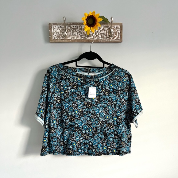 🚨🆕FINAL PRICE🚨 FREE PEOPLE Sammie Stripe Crop Cotton Raglan Tee-Black Combo - Picture 6 of 8